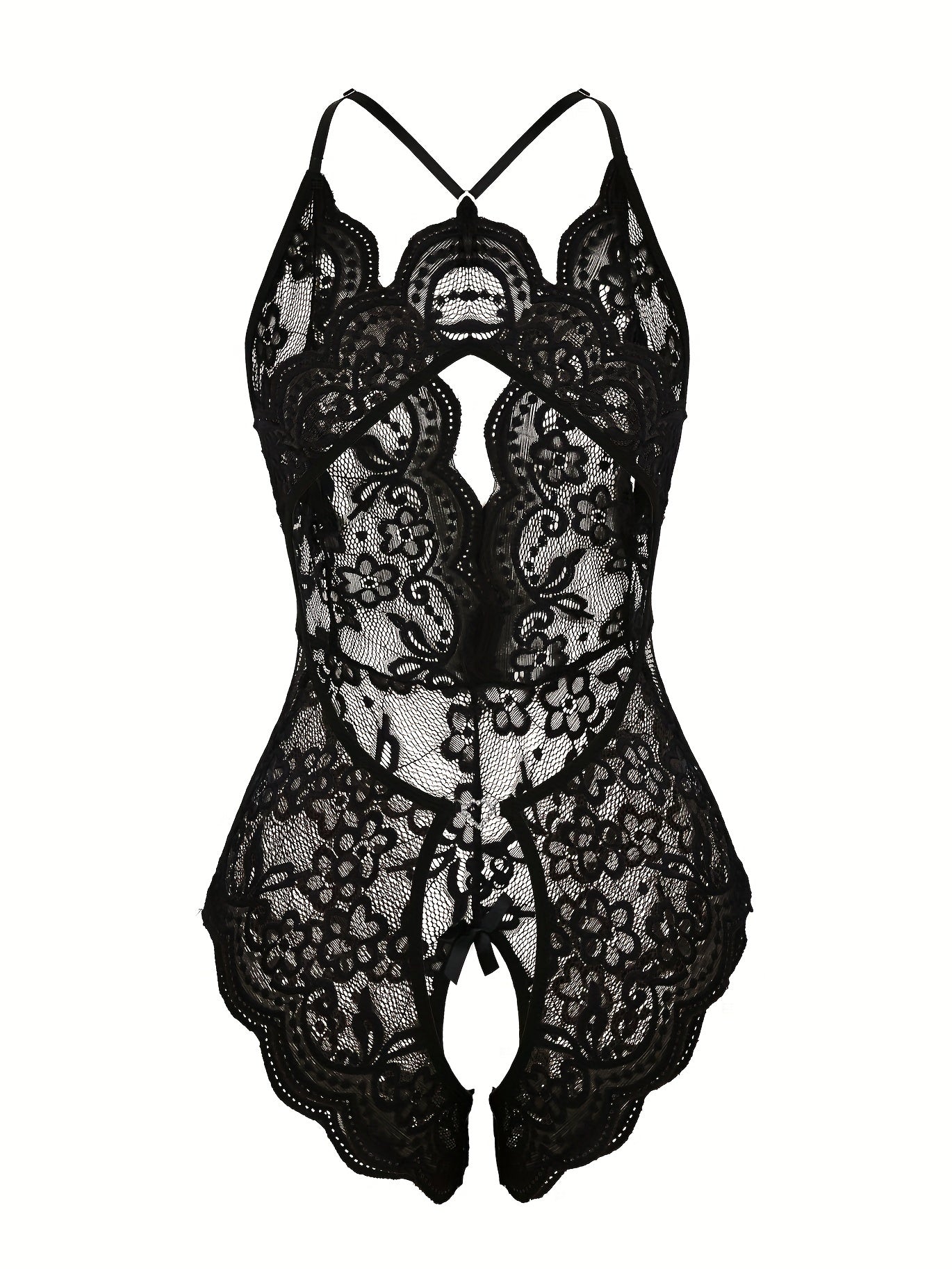 Floral lace teddy, backless bodysuit for Valentine's Day gift.