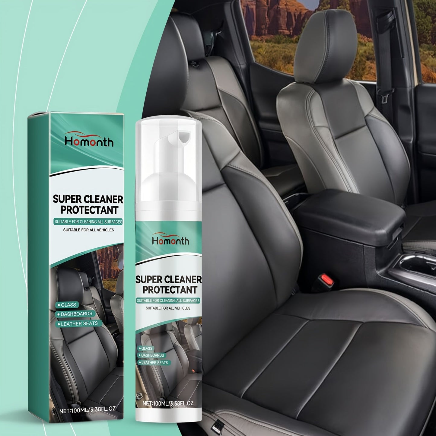 Keep your car seats spotless with the 1L HOMONTH Multi-Purpose Car Seat Cleaner. This stain remover and dirt lifter is specially formulated with sodium bicarbonate to be fade resistant, leaving no residue behind. Perfect for leather surfaces.