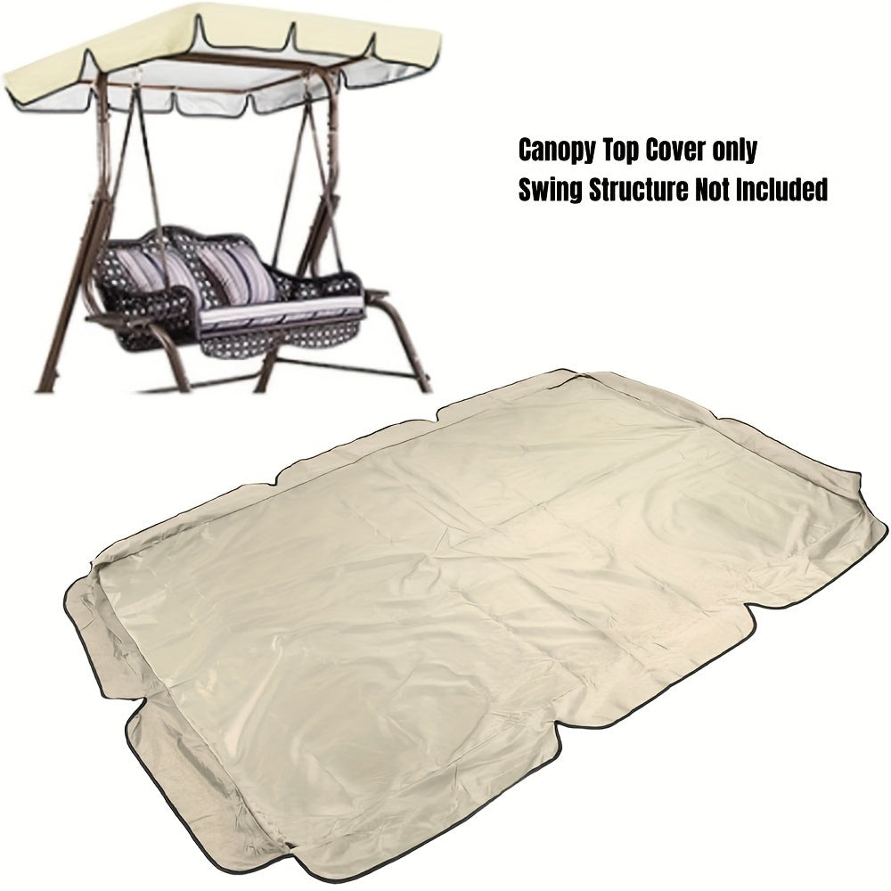 Waterproof, sun-resistant swing canopy cover made of 190T Polyester Taffeta with a Silver Coating on the reverse side, designed for patio swings. Easy to clean.