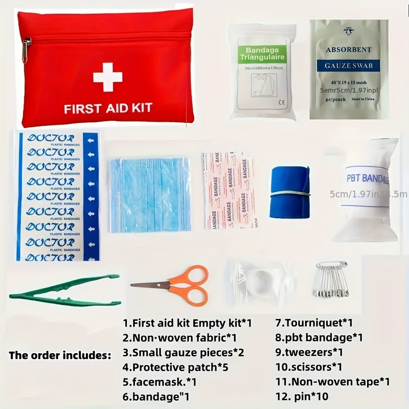 Exclusive freight discount for 1pc Comprehensive First Aid Kit for Home, Car, Camping & Hiking. Includes essential supplies, scissors, and tweezers. Durable, portable, and available in 2