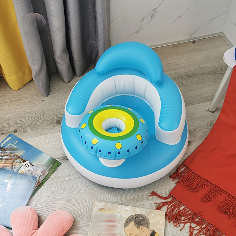 Inflatable Baby Chair by SUNGDOGIN with Integrated Air Pump, Made of PVC Material, Provides Comfortable Support for Toddlers 3 Months and Older, Ideal for Sitting and Playing During the Summer Months.