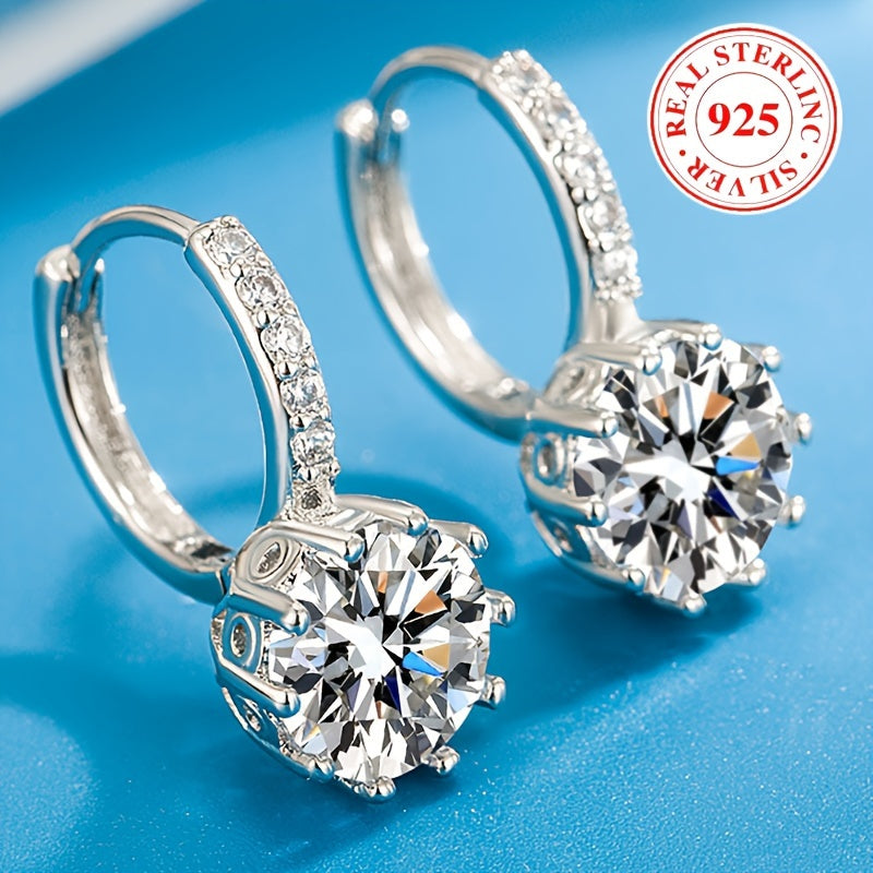 These stunning round zirconia earrings are crafted from hypoallergenic S925 silver, making them perfect for women with sensitive skin. They make a beautiful Valentine's Day engagement gift, weighing in at 3.52g (0.124oz).