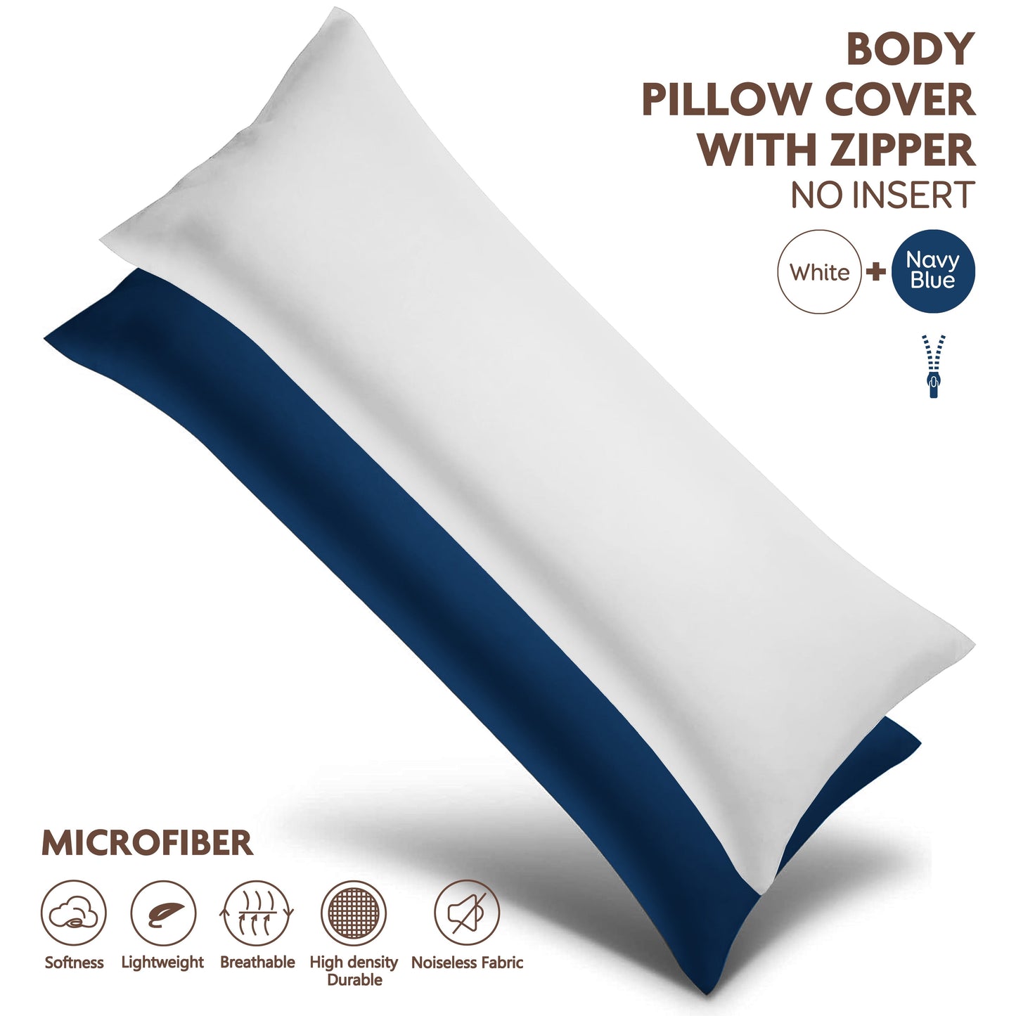 Soft and durable polyester brushed fabric long pillowcase with zipper closure, measuring 51x137cm. Perfect for home bedding decoration. Does not include pillow core.