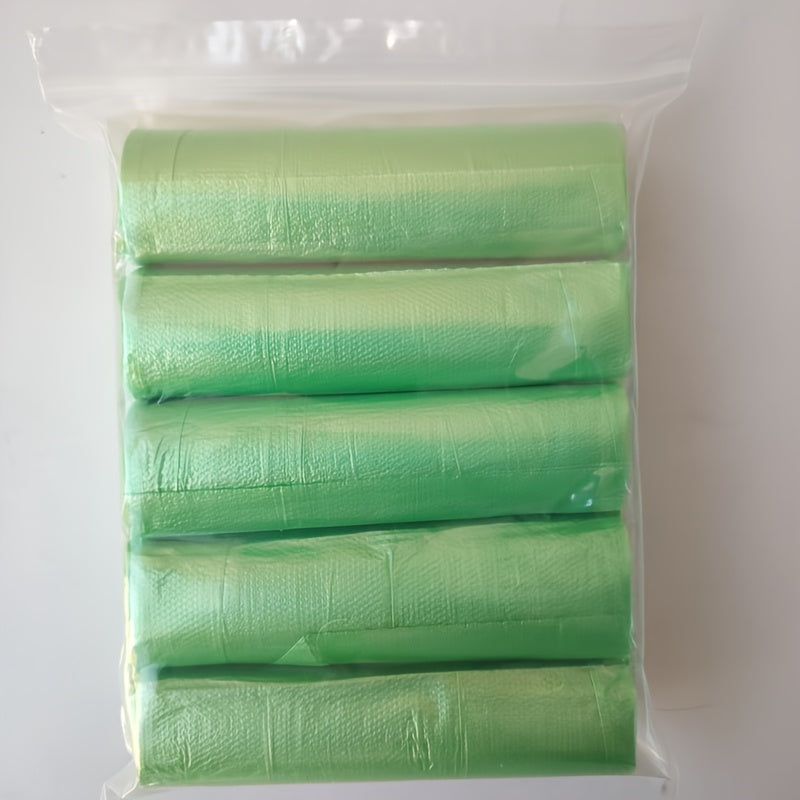 100 biodegradable trash bags in each of the 5 rolls, measuring 45.01x50.01cm. Made of plastic, suitable for various purposes in home, kitchen, business, school, office, outdoor, bathroom, or professional settings. Disposable.