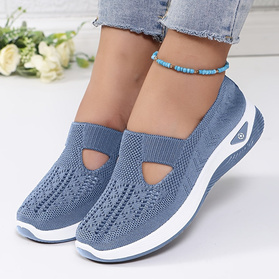 2024 New Style Women's Shoes: Breathable Knitted, Trendy Lace-Up Sports Shoes for Cross-Border Trade.