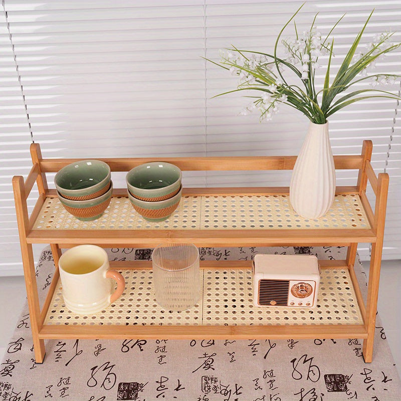 Multi-functional Bamboo Bookshelf and Desk Organizer with Flower Stand and Cup Holder - Perfect for Home and Office Use, Comes in 2 Sizes for Versatile Storage Options