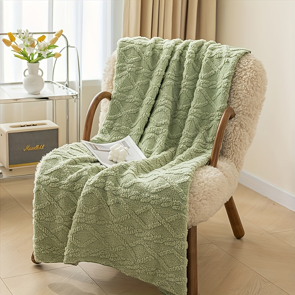 1pc Lamb Fleece Blanket - Luxuriously Soft with 3D Fashionable Design, Plush and Thick for Extra Warmth. Versatile Blanket for Bed, Couch, or Travel. Perfect for Keeping Cozy in any Setting.