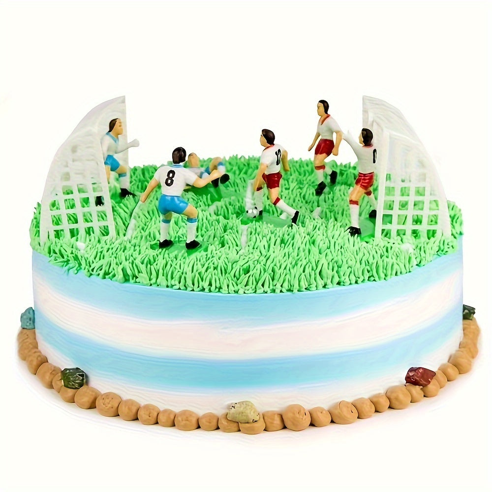 9-piece football team cake topper set for birthday parties and themed events, includes dessert decorations and baking supplies, perfect for winter and New Year celebrations.