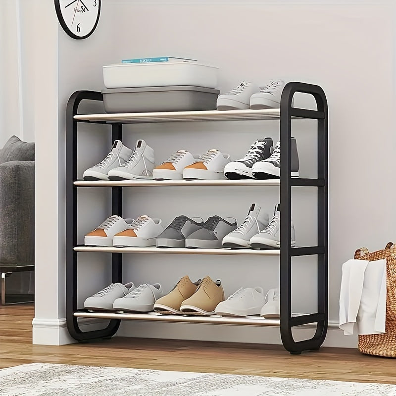 Compact 4/5-Tier Shoe Rack - Sturdy Metal & Plastic Organizer for Entryway, Front Door, and Hallway, Affordable, Tool Storage Solution, Shelf Unit