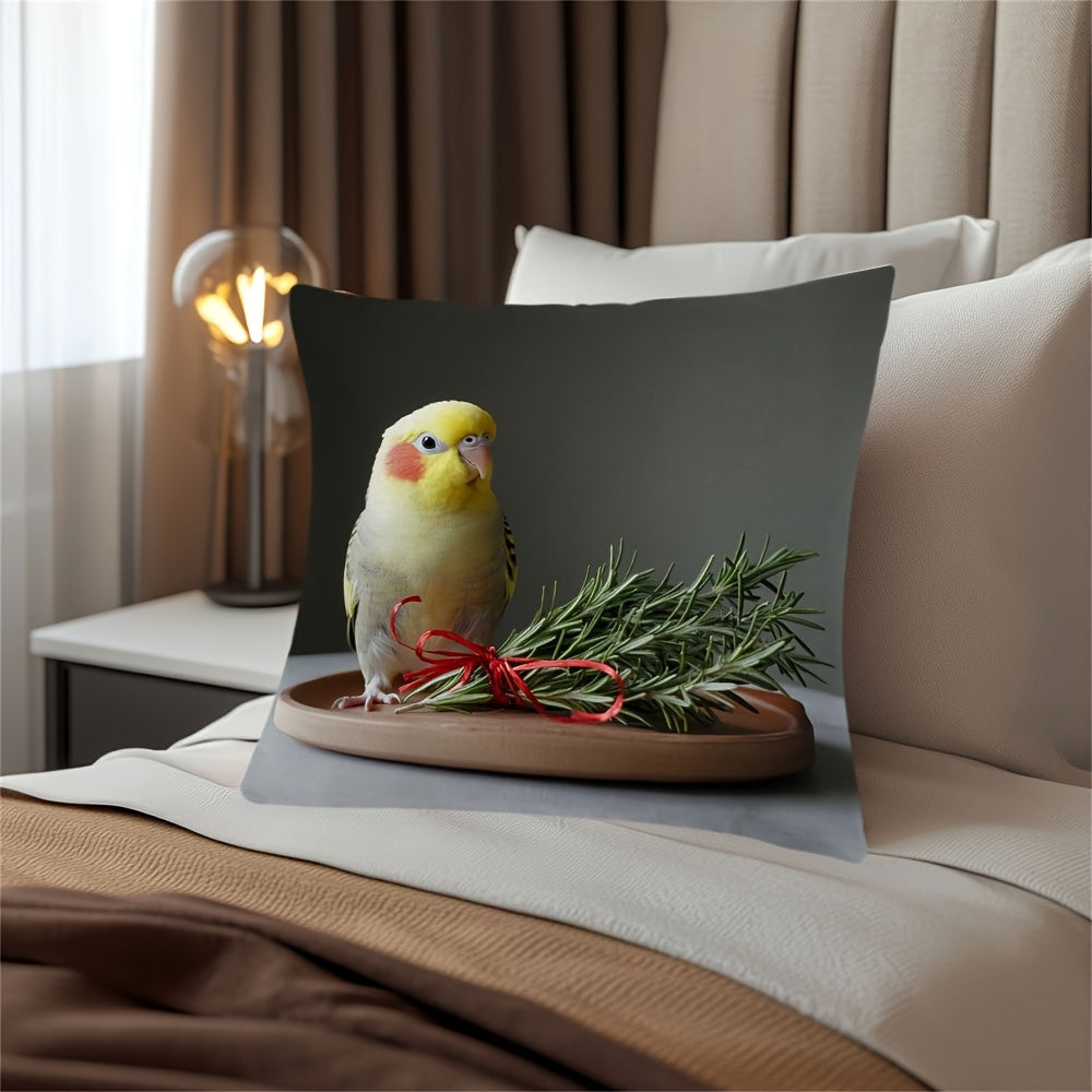 Throw Pillow Cover with Cockatiel Design - Made for Seasonal Decor with Durable and Double-Sided Features | Ideal for Living Room, Bedroom, or Office Sofa | Easy to Clean with Machine Washable Polyester Fabric (Insert Not Included)