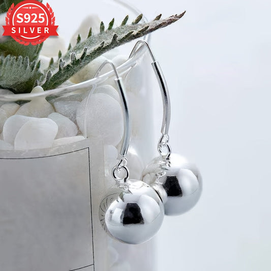 Beautiful 925 Sterling Silver Ball Drop Earrings - Hypoallergenic, Boho-Chic Style Perfect for Everyday Wear or Gifting, Comes in Anti-Tarnish Box, Long Length, 5g Weight