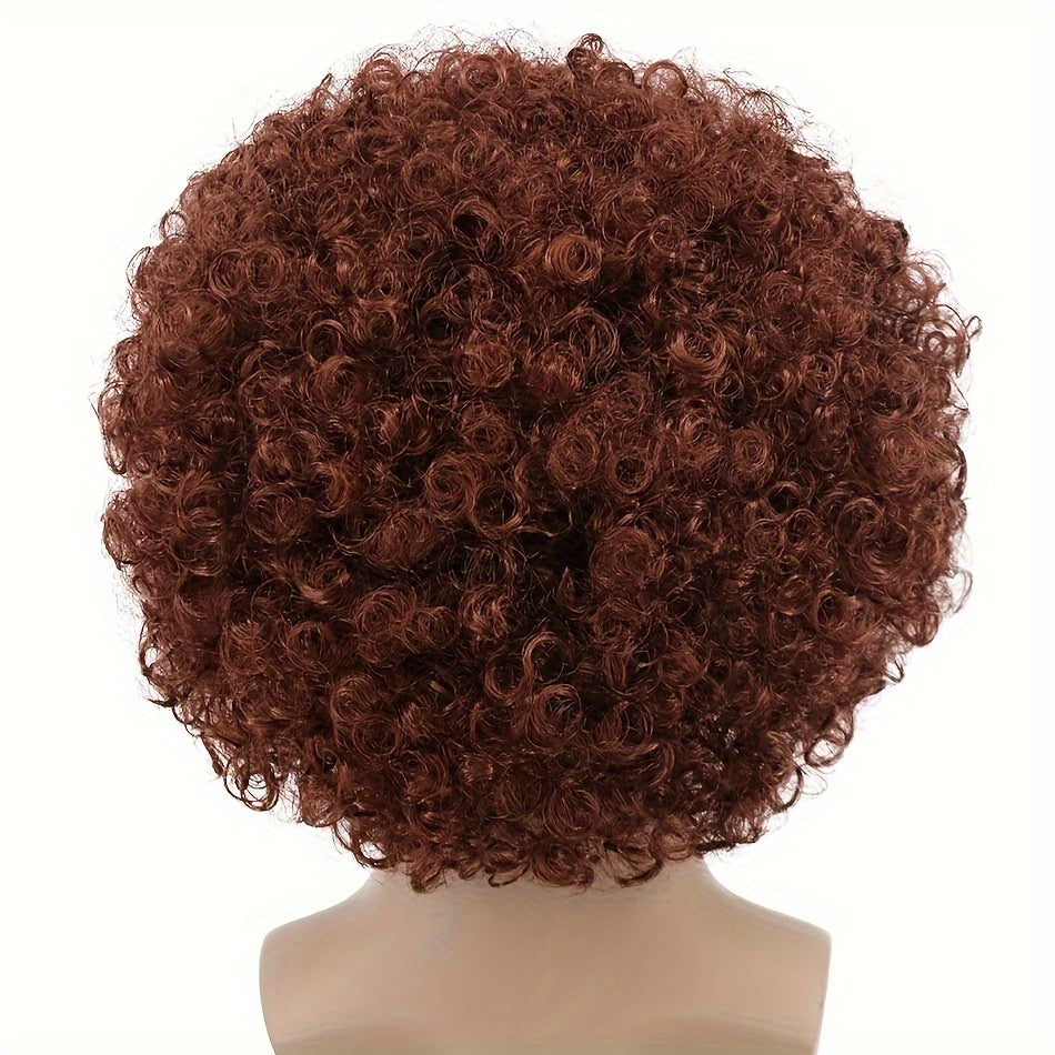 Hippie Disco Fluffy Afro Wig from the 70s and 80s, Available in Two Colors for Men's Halloween, Christmas, or Cosplay Photoshoot.