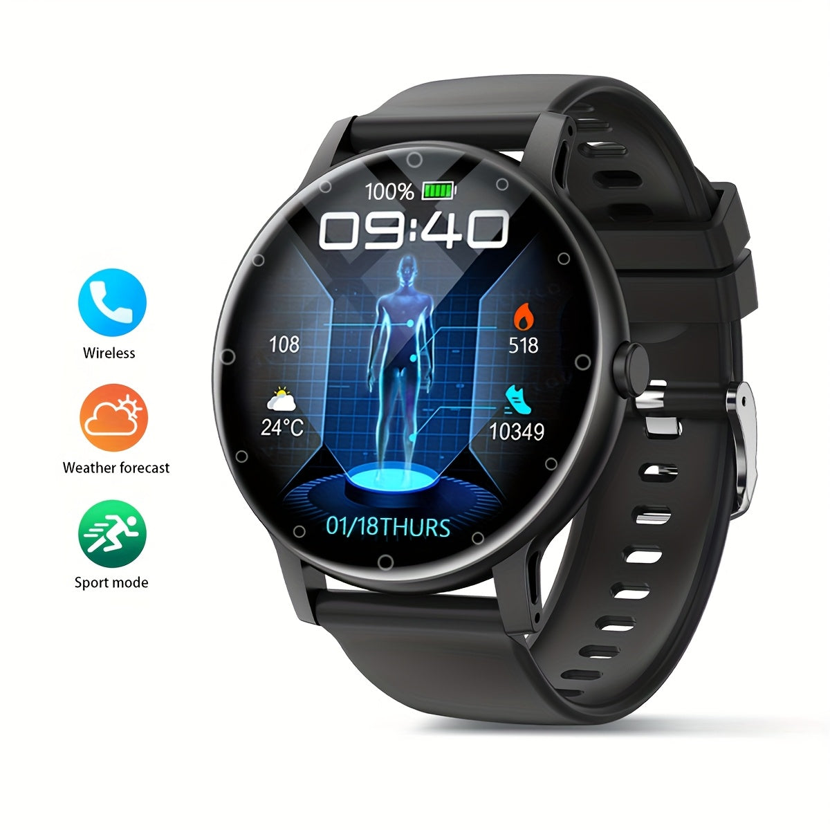 Hailiases Vintage Style Smartwatch is equipped with a Full Touchscreen for easy navigation. It features a Sleep Tracker, Wireless Calling, Pedometer, Music Control, 100+ Exercise Modes, AI Control, and Games. This Fitness Band is compatible with both