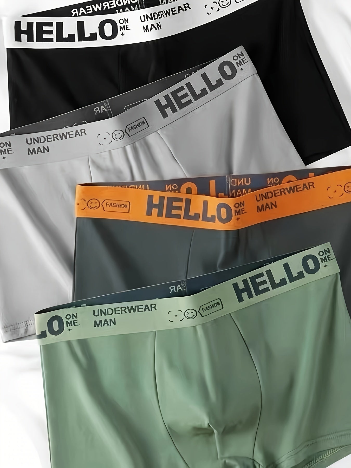 4-pack Men's Oversized Boxer Briefs - Soft, Breathable, Comfortable Sports Underwear in Assorted Colors (Mint Green, Black & More) made of Polyester-Spandex Blend, Machine Washable, PLUS