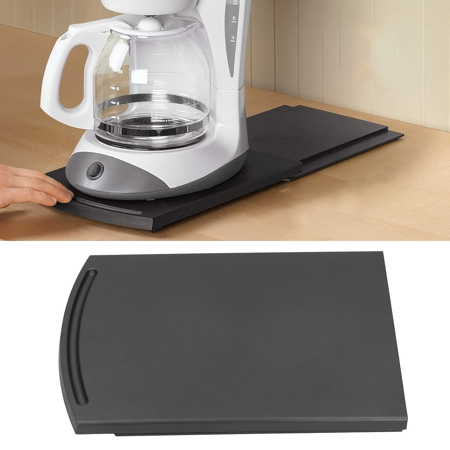 Sliding Appliance Tray for Multipurpose Use in the Kitchen, ABS Countertop Storage Rack for Coffee Machines, Toasters, Breakfast Makers, and Rice Cookers - Also Suitable for Office Use