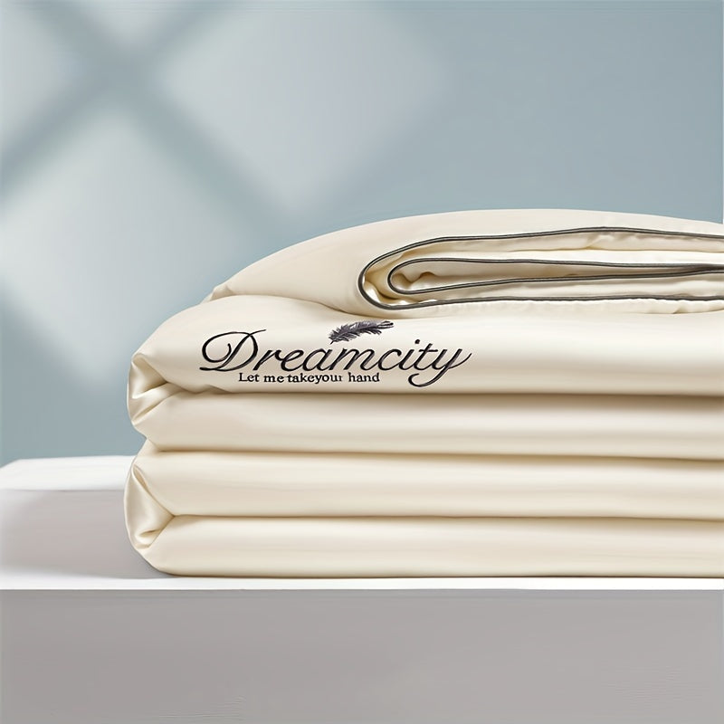 Dreamacity Elegant Summer Quilt - Luxurious Golden Embroidery on Soft, Skin-Friendly 100% Ultrafine Microfiber. Vintage Style Lightweight Cooling Bedding, Machine Washable in Grey. 90g Fabric Weight, Quilting Fabric Only. (Pillowcase & Sheet Not Included)