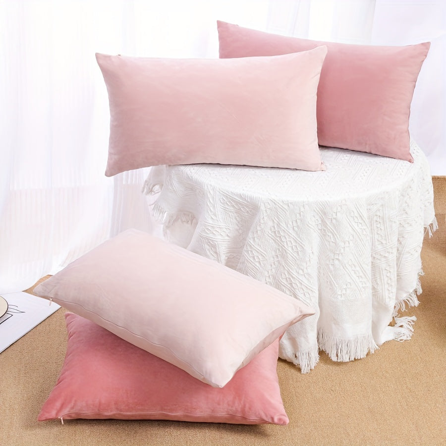 Soft velvet pillow covers with zipper closure, machine washable, 100% woven polyester. Ideal for sofa, bedroom, car, or farmhouse décor.