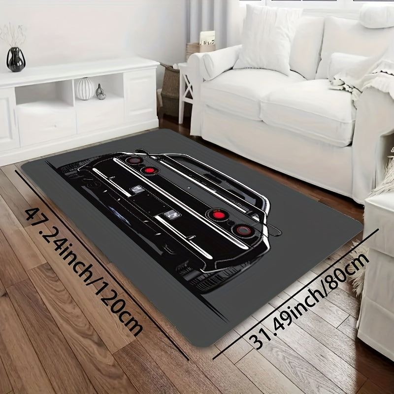 Soft Area Rug with Creative Car Design - Made from Machine Washable Polyester, Suitable for Room and Bedroom. Non-Slip and Durable for Home Kitchen and Entryway. Enhance Your Living Space with this Decorative Floor Carpet.