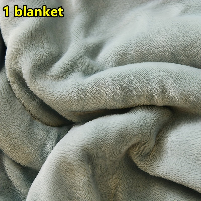 Modern Double-Sided Plush Throw Blanket with Soft Warm Comfort - Versatile All-Season Milk Velvet Knitted Throw made from Washed Polyester - 1pc Solid Light Gray Thickened Fleece Blanket