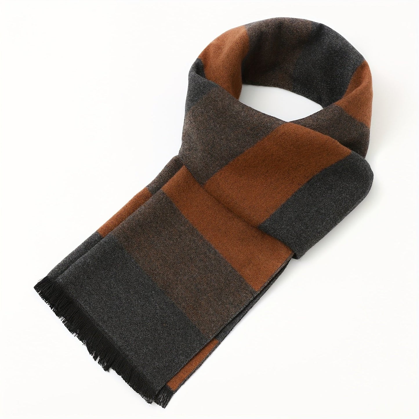 Keep warm and stylish during fall/winter business negotiations with this men's luxurious faux cashmere scarf featuring a stylish plaid print. Measuring at 179.83cm x 29.97cm, this scarf is not only fashionable but also windproof and warm.