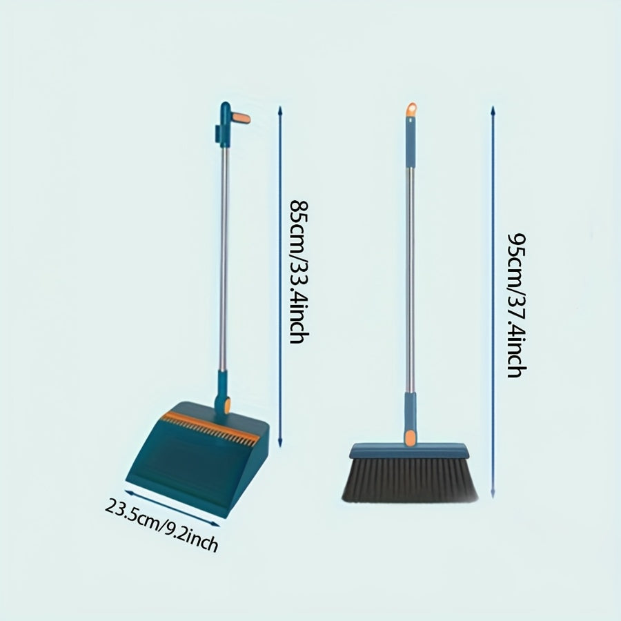 Premium Home Cleaning Broom and Dustpan Set with Extendable Handle - Featuring Innovative Pet Hair Remover with Comb Teeth Design for All Areas of the Home - Ideal for Living Room, Bedroom, Kitchen, and Hard Floors - Made with Durable Unflagged Bristles