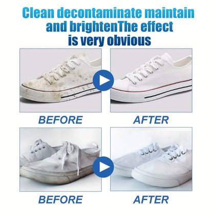 Sport Shoe Whitening Cleaning Cream with Sponge - Stain and Scuff Remover for Sneakers, Boots, and Canvas Shoes - Contains Chemicals - Quick and Effective Shoe Care Cleaner.