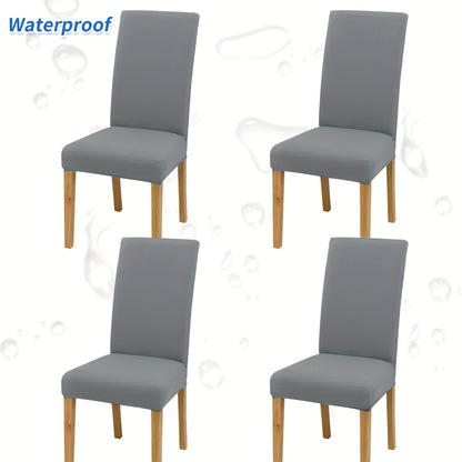 4-6pcs Stretch Milk Fiber Chair Covers with Water-Resistant Elastic Bands, Machine Washable, 92% Polyester 8% Spandex Fabric, 140-160g Weight. Ideal for Home and Restaurant Decoration.