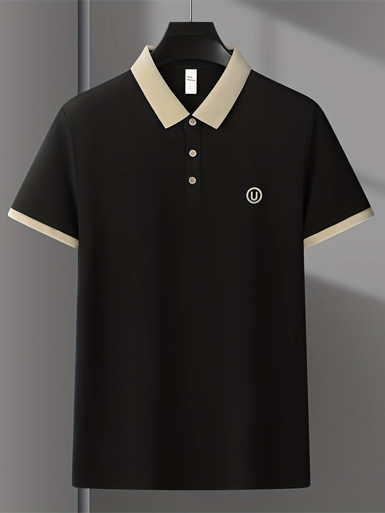 New high-end men's polo shirt with embroidered summer solid color, versatile half sleeve T-shirt.