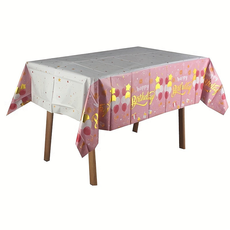 Happy Birthday Aluminum Table Runner, 54”×72” for Birthday Party