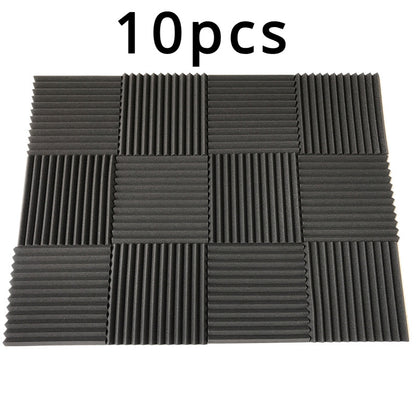 10pcs HERTBER High-Density Flame Retardant Acoustic Foam Panels for soundproofing in various settings.