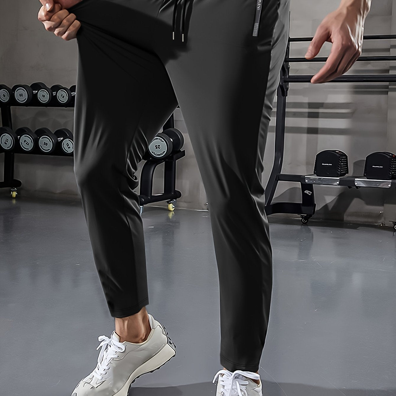 Men's Summer Joggers with high-elasticity fabric, drawstring waist, and zippered pockets - perfect for daily wear, outdoor jogging, and gym sessions.