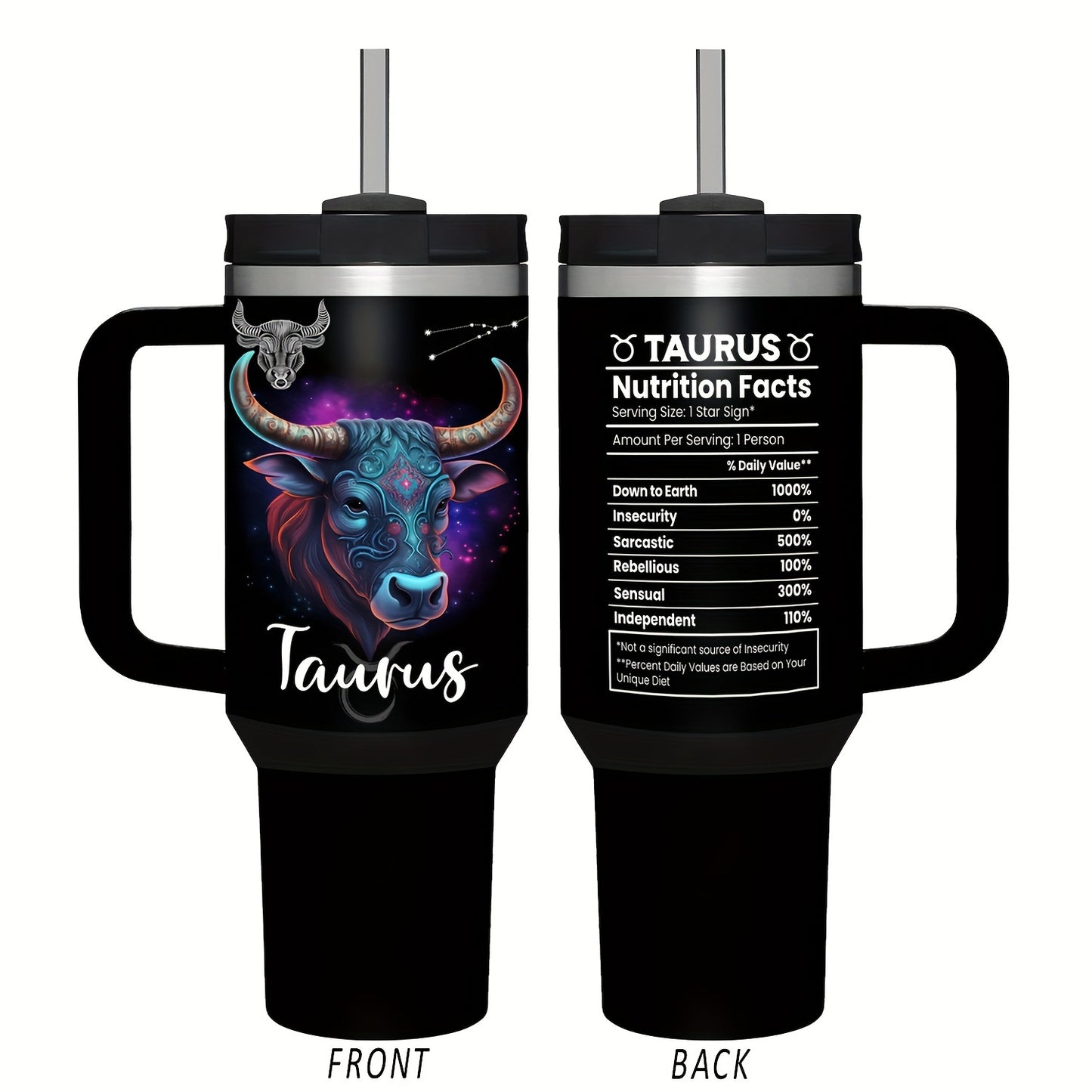 40oz zanglamas po'latdan yasalgan Zodiac Tumbler tutqichi va solg'ich bilan - Tug'ilgan kunlar, Rojdestvo va Sevgi kuni uchun mukammal sovg'a - Oqmas, BPA-free astrologiya qahva kubogi erkaklar va ayollar uchun