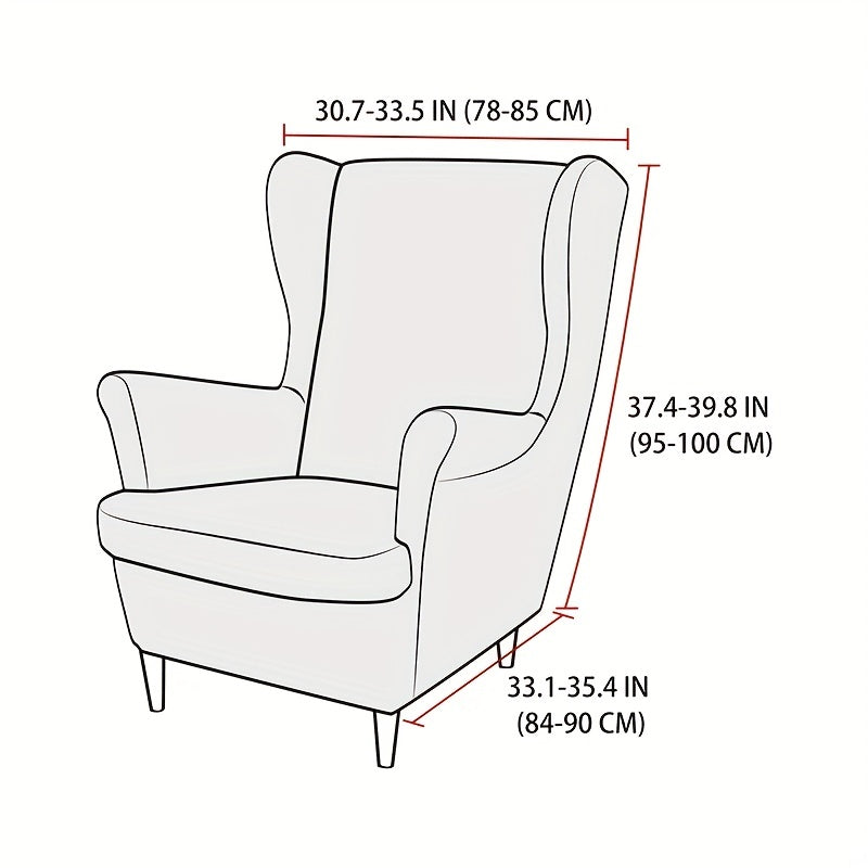 2-piece set of stretch chair covers with elastic bottom for wingback chairs, armchairs, and sofas to protect furniture and enhance decor in living rooms, bedrooms, and offices.