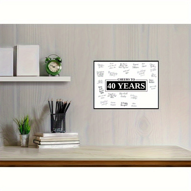 Comedic 40th Birthday Guest Book - Unframed Black Canvas Signing Board for Men & Women, Ideal for Fortieth Anniversary & Retirement Decor, 12x16