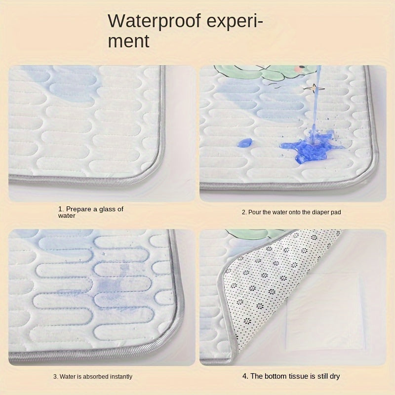 Ультра-большой водонепроницаемый мат для смены подгузников с нескользящей основой, мягкий и washable - очаровательный мультяшный дизайн