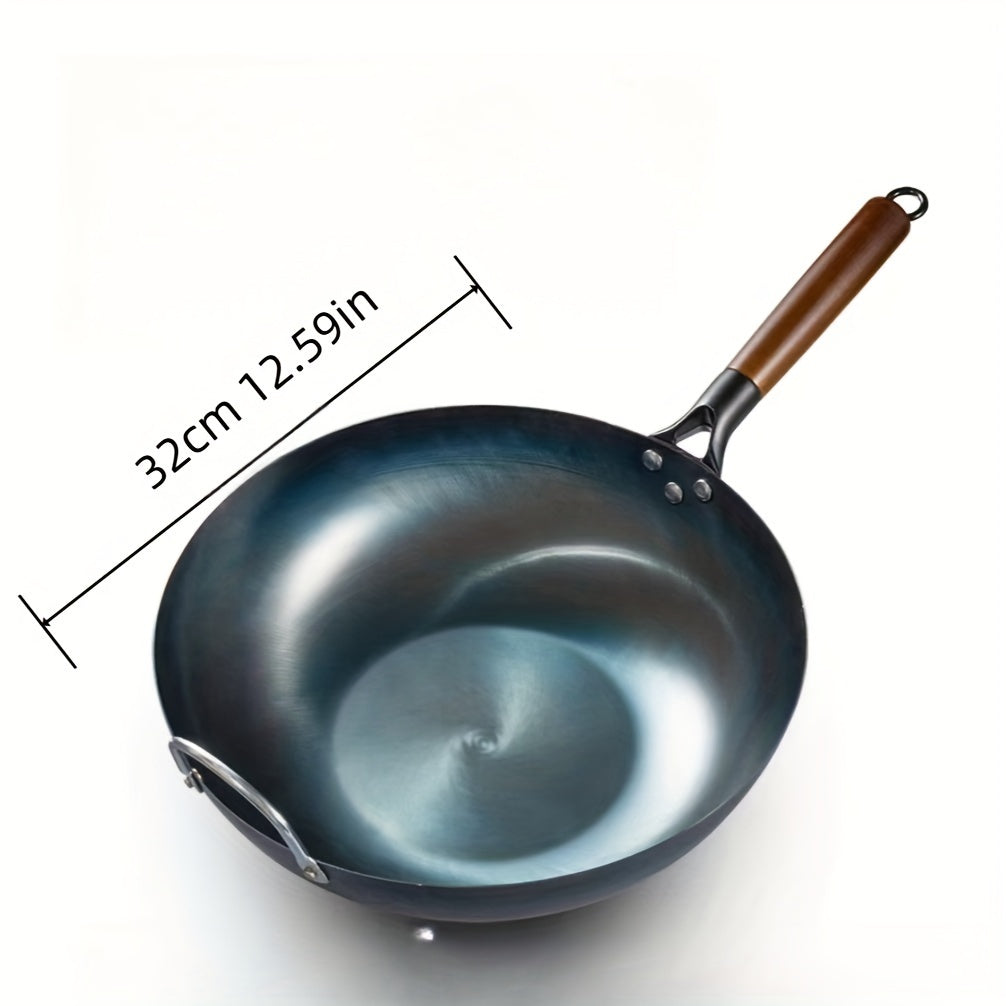 Durable Cast Iron Chef's Pan - Non-Stick and Smokeless Skillet with Comfortable Ergonomic Handle for Gas, Induction, and Stove Tops - Multi-Purpose Cookware for Cooking Eggs, Steaks, and Stir Fry dishes.