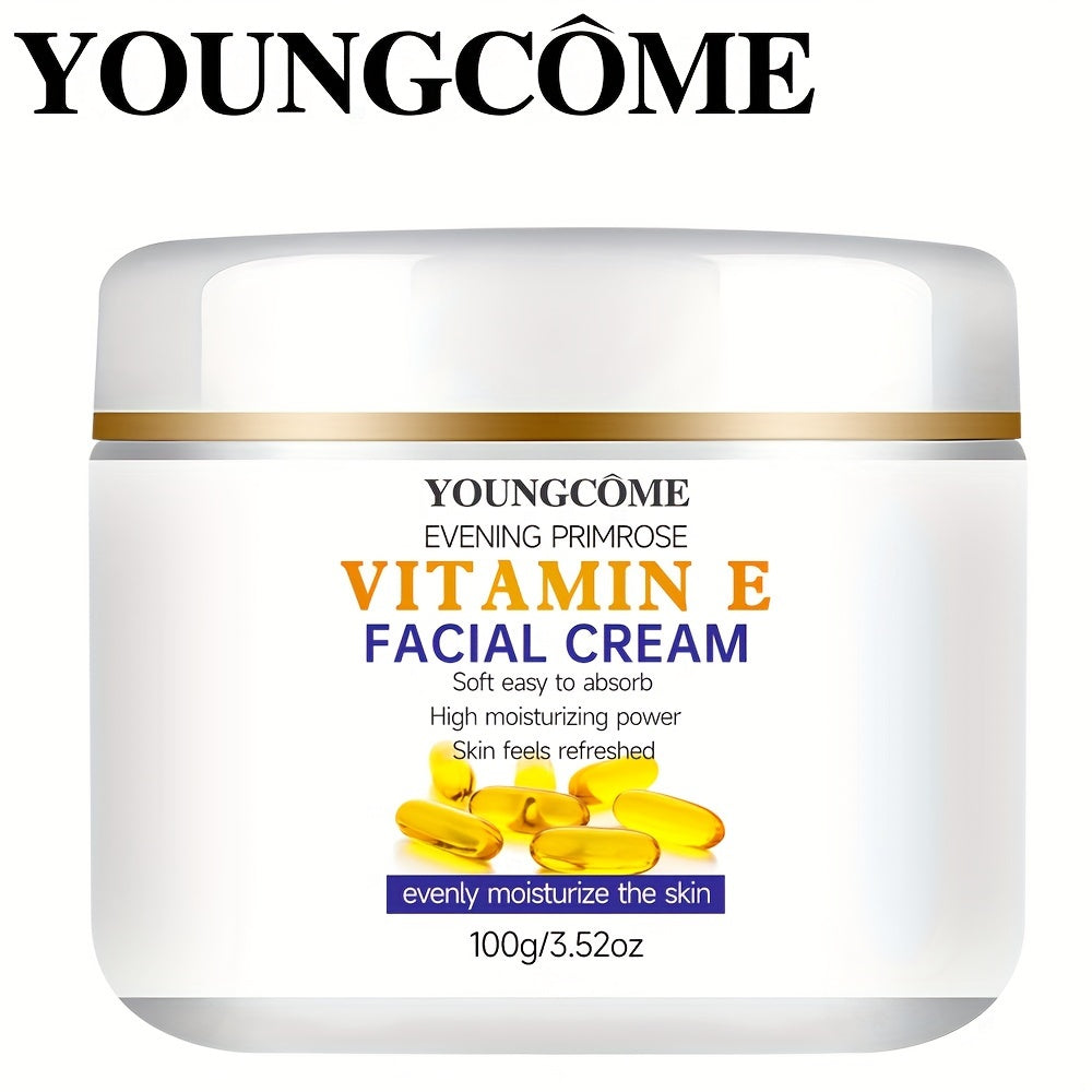 YOUNGCOME Vitamin E & Collagen Face Cream - Hydrating Moisturizer for All Skin Types. Soothes dryness, evens skin tone, and includes Hyaluronic Acid & Retinol. Hypoallergenic for Men &