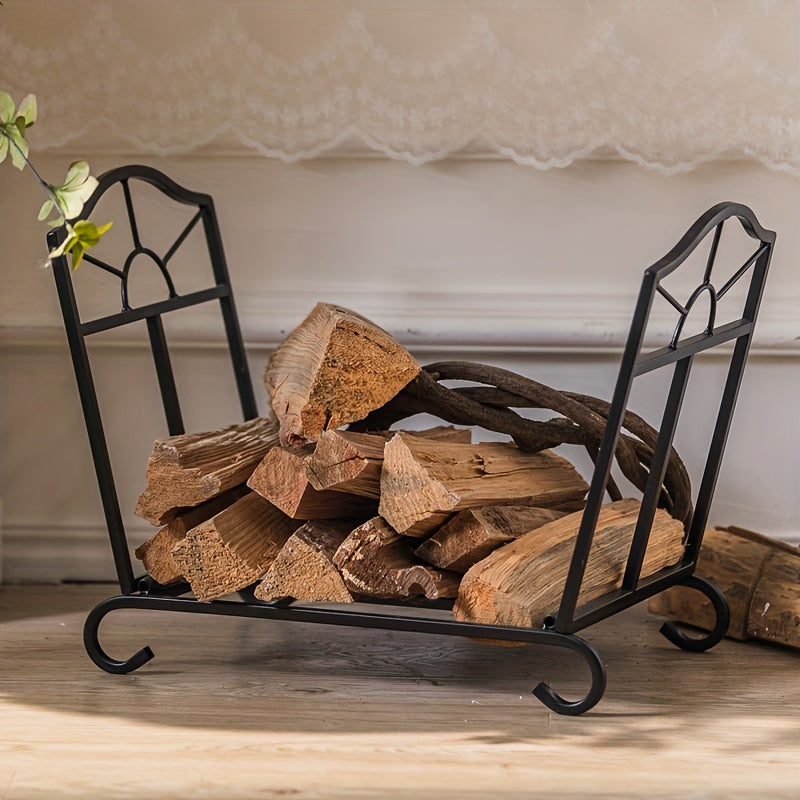 Decorate your indoor space with this stylish American-style iron fireplace log holder, perfect for storing firewood.