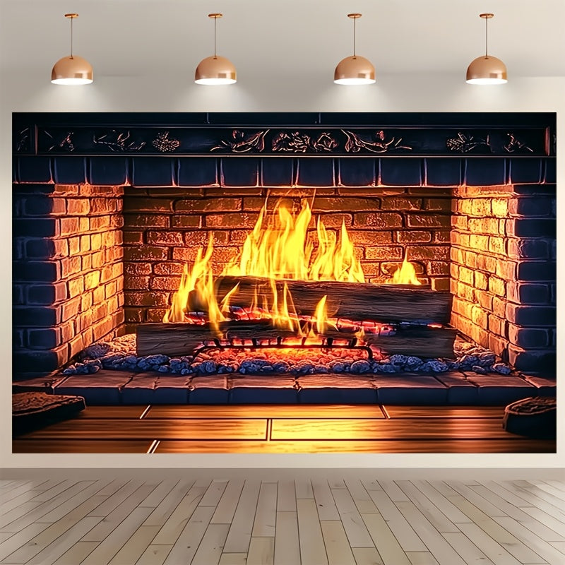 Get ready to cozy up with our 1-piece Giant 3D Fireplace Backdrop featuring a charming red brick design and realistic flames. Made from durable polyester, this backdrop requires no power to create a warm and inviting atmosphere. Available in three sizes