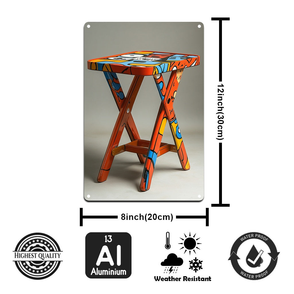 Tribute to Pop Art Aluminum Folding Table with a Square Design for Wall Hanging, Portable and Multipurpose, Featuring a Vertical Design for Easy Travel and Stylish Display, English Language.