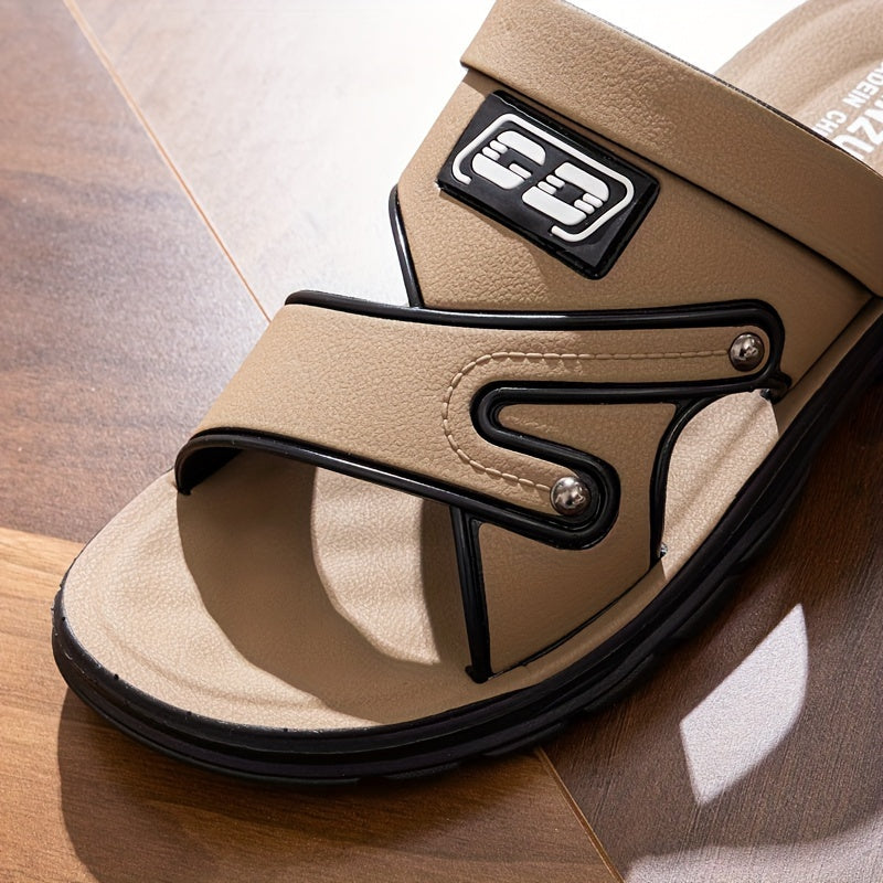 Casual men's sandals for summer outdoor wear with alphabet design and dual-purpose function.