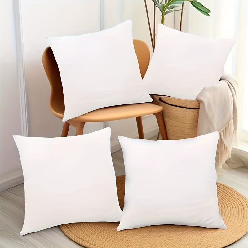 Contemporary White Throw Pillow Cover - Made of Polyester, Easily Washable, Features Zipper Closure and Woven Design - Suitable for a Variety of Room Styles - Available in Sizes Ranging from 16x16 to 50.8x50.8 cm - Does Not Include Pillow Core