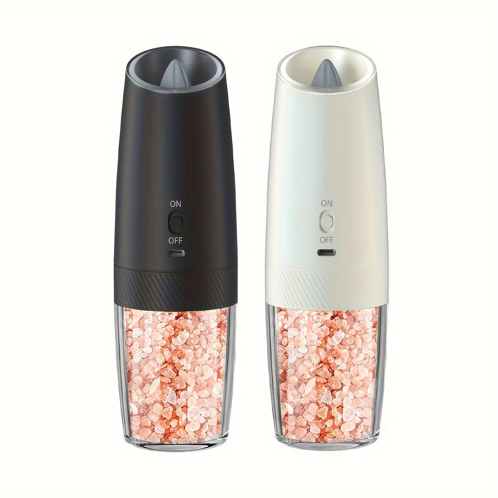 1 piece or 2 pieces of PANCERKA USB Rechargeable Electric Pepper Grinder with Gravity Sensing, LED Light, Transparent Container, Adjustable Coarseness, Built-in Lithium Battery, and On/Off Button