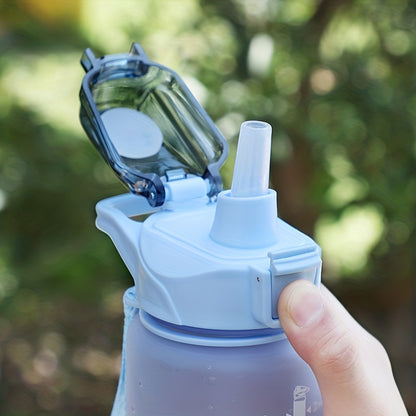 Rainbow 32 Oz/1 Liter Water Bottle with Time Marker, Portable Rope, and Straight Drinking Design. A Motivational Gift.