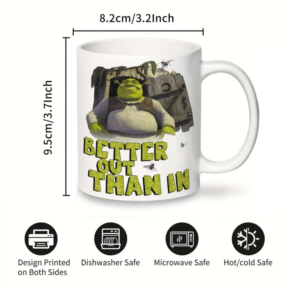 1 piece Amusing Ceramic Mug with "Better Out Than In" Quote - Food-Safe, No Electricity Required, Perfect for Office, Camping, or Dining - Humorous Quote Coffee Cup