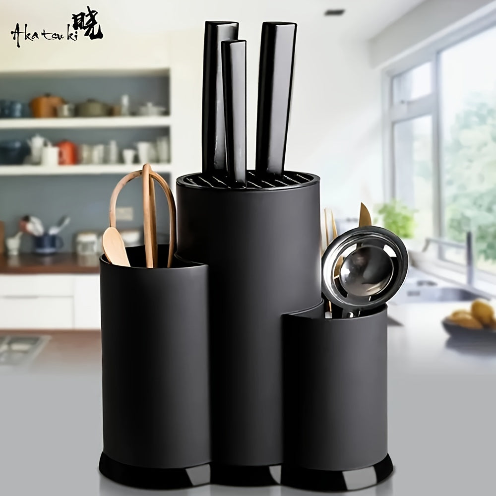 Durable Plastic Knife Block for Countertops - Versatile Kitchen Organizer Holds Knives and Utensils, Essential Storage Rack and Dining Accessory