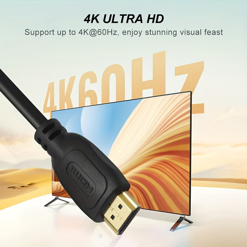 Male to male copper clad steel cable, 4K Ultra HD, high speed 18Gbps, 4K@60Hz HDR, 3D, 2160p, 1080p, HDCP 2.2, ARC, for monitors and HDTV.