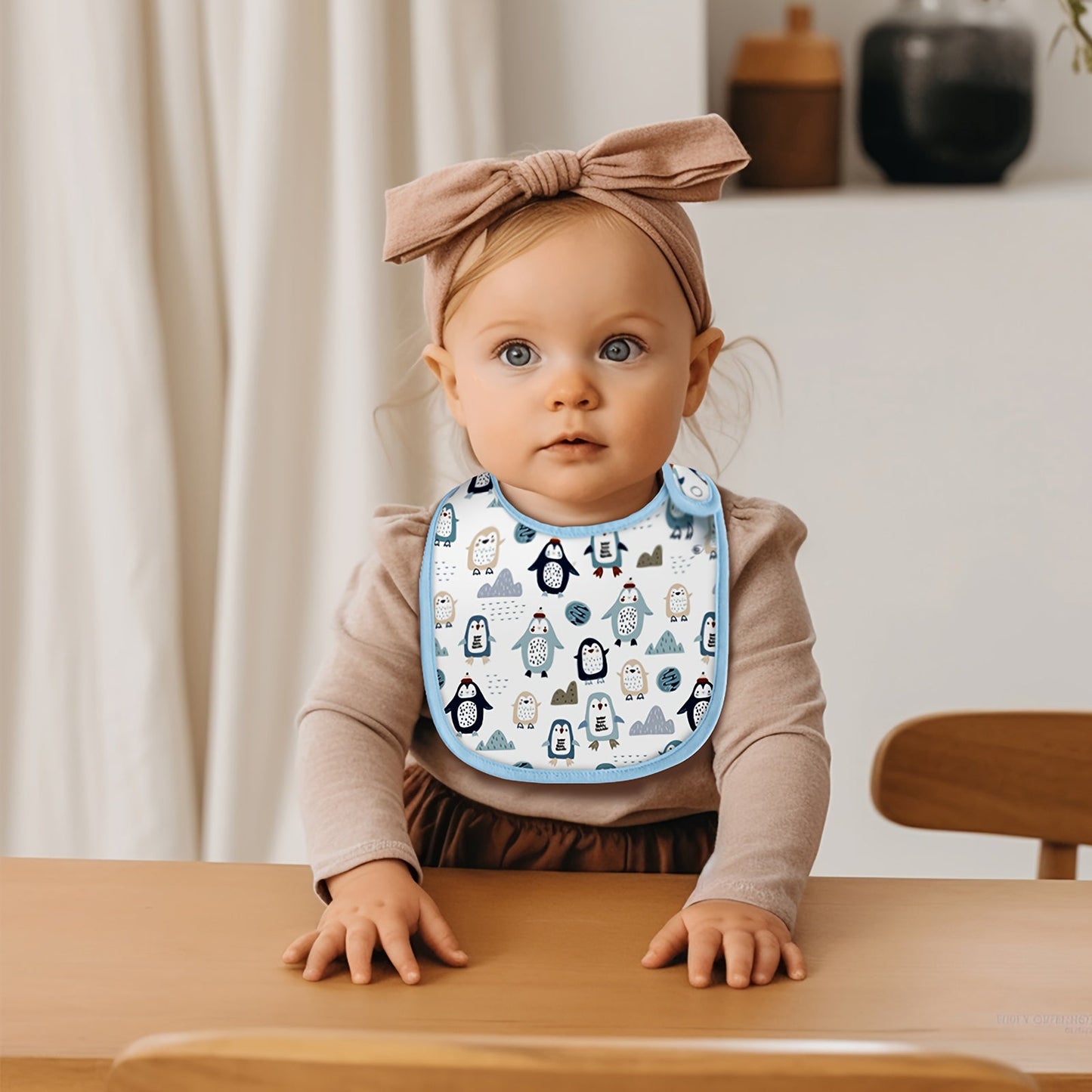 Set of 6 adorable Cartoon Soft Feeding Bibs With Adjustable Snap Closure, Waterproof