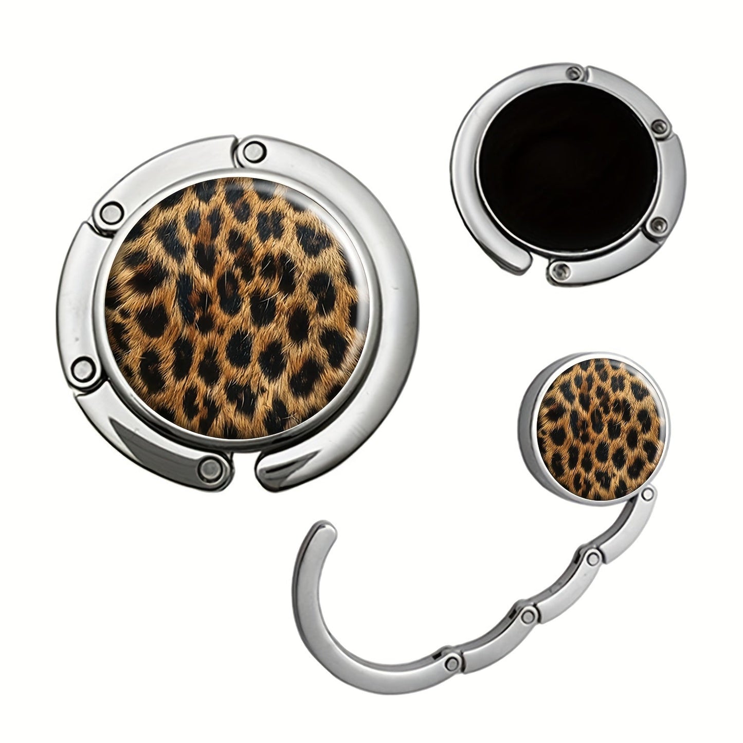 Stylish Leopard Print Foldable Purse Hanger - Convenient Handbag Hook for On-the-Go Use, Perfect for Gifts during Holiday Seasons