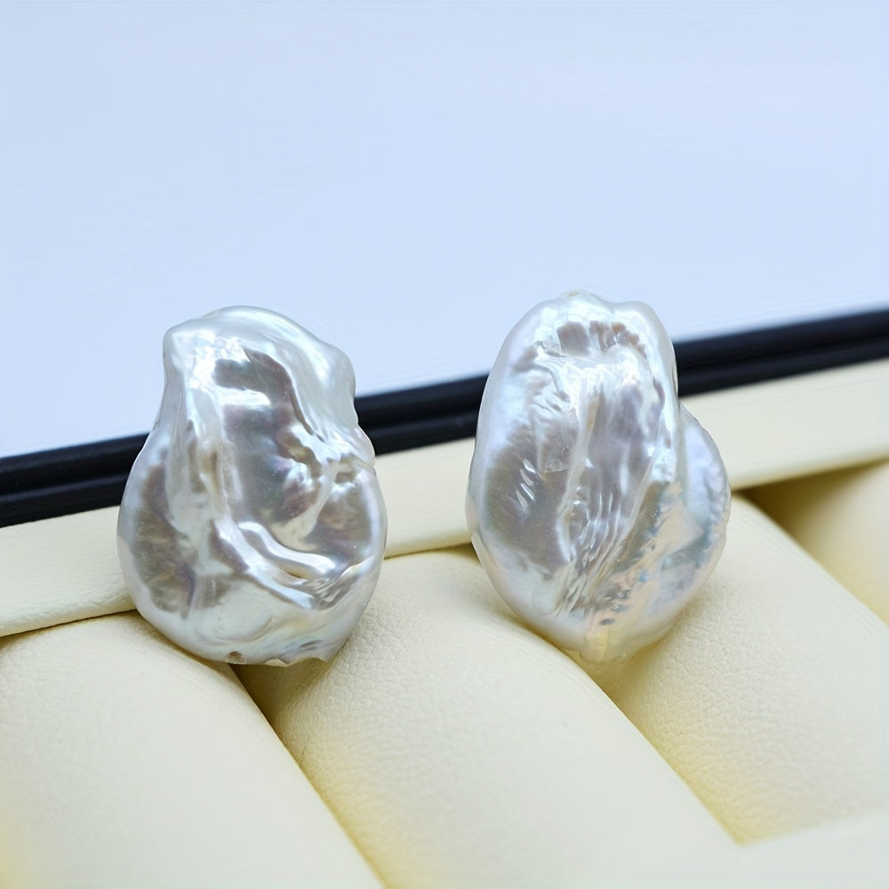 Baroque Pearl Earrings for Women by SAUDADE, featuring Natural Freshwater Pearls set in Silver Plated metal. These earrings boast a simple yet elegant style, making them the perfect gift for both daily wear and Mother's Day. With their timeless design